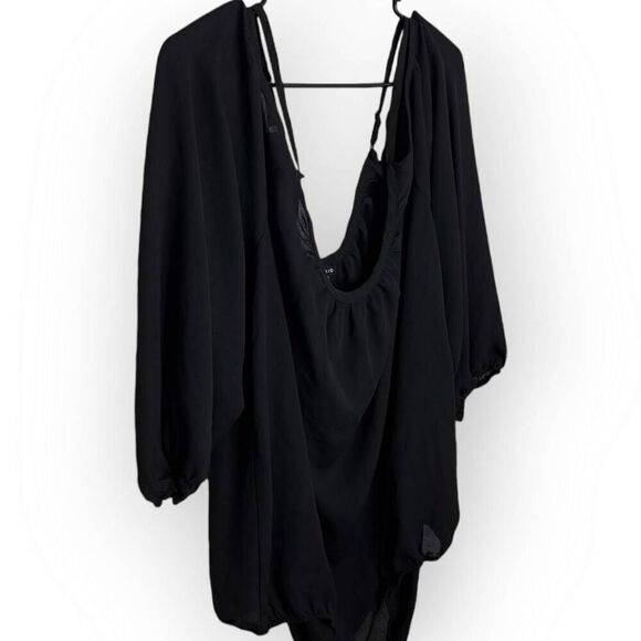 Torrid Women's Plus Size Cold Shoulder 3/4 Length Sleeve Blouse Black size 3X - Picture 2 of 5